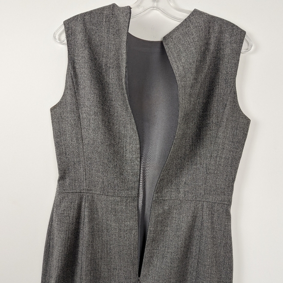 Anne Klein Classic Herringbone Sheath Dress Size 10 Grey 100% Wool (Fits like 6) - Picture 4 of 12